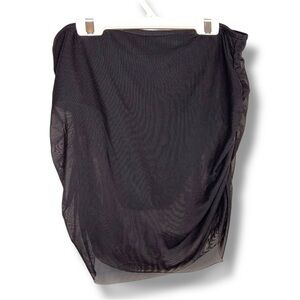 XL Black Mesh Ruched Swim Bottom Stretch Pull On Fitted Goth